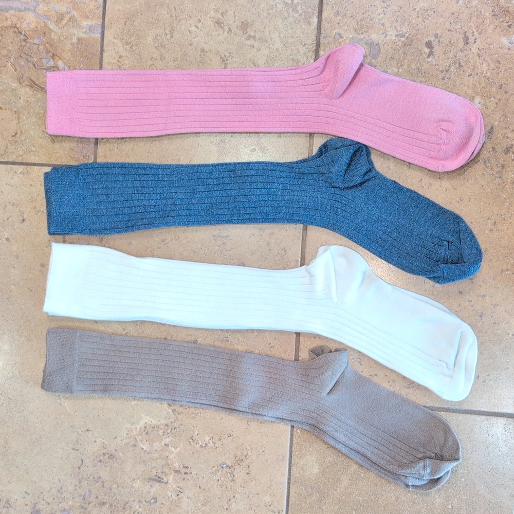 Condor girl socks. Pink, taupe, blue, cream. Size 8.